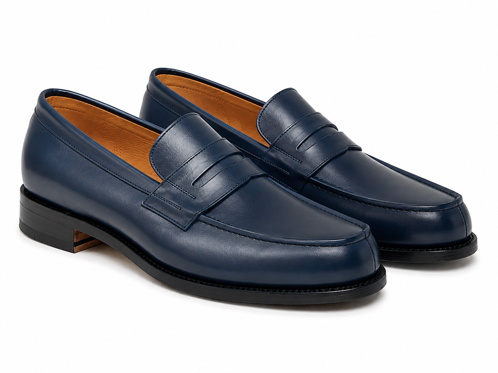 Mocassin En Cuir Bleu - JMW 180