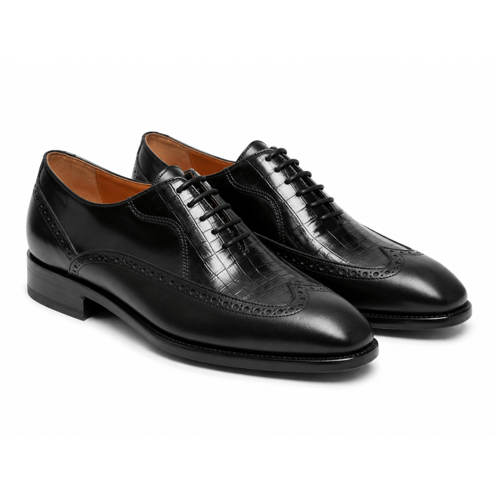 Chaussures Oxford Demi Croco Noir