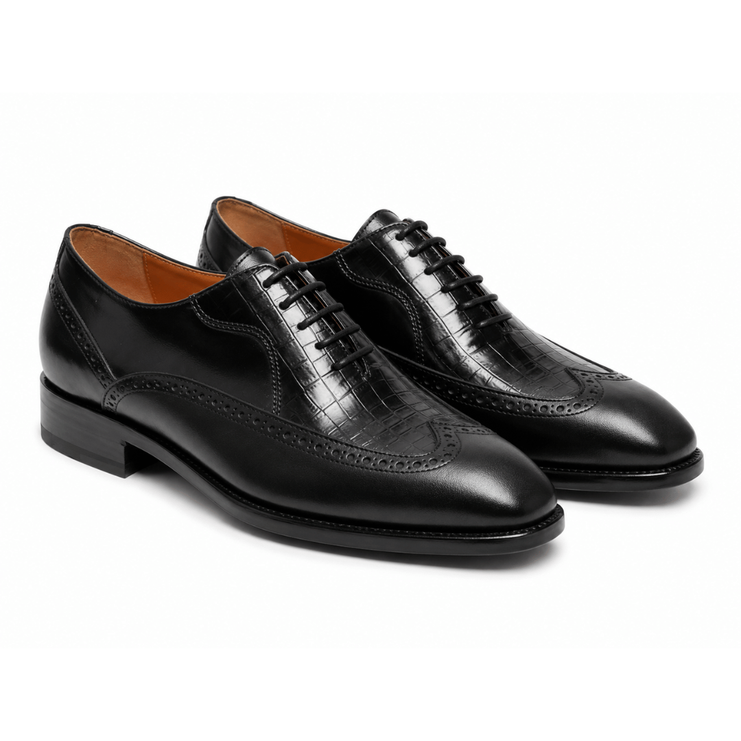 Chaussures Oxford Demi Croco Noir