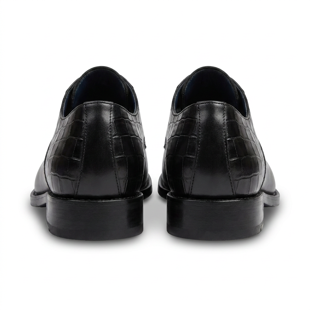 Derby Exécutive Croco Noir + Ceinture 100% Cuir Gratuit