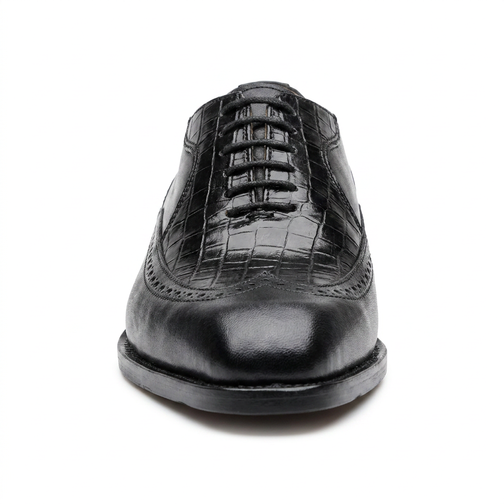 Chaussures Oxford Demi Croco Noir